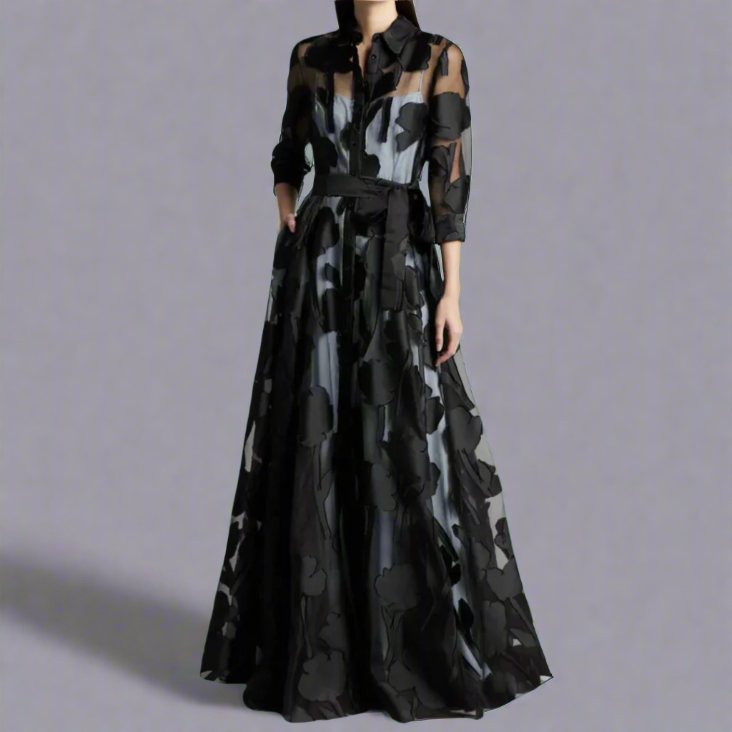 Jacquard Belted Maxi Dress