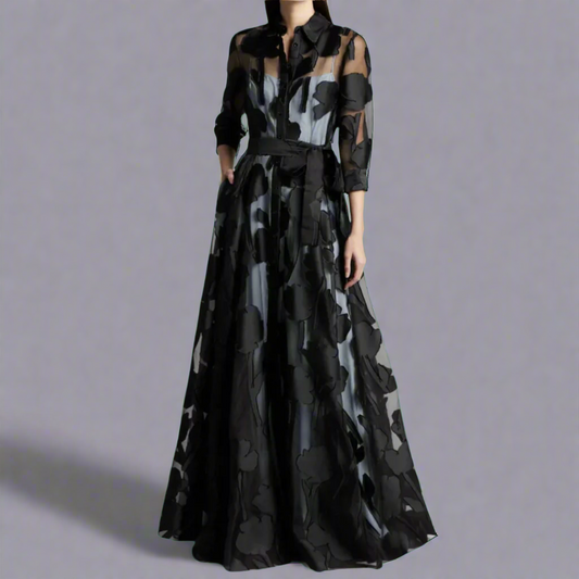 Jacquard Belted Maxi Dress