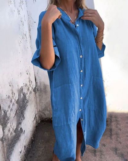 Relaxed-Fit Boho Shirt Dress