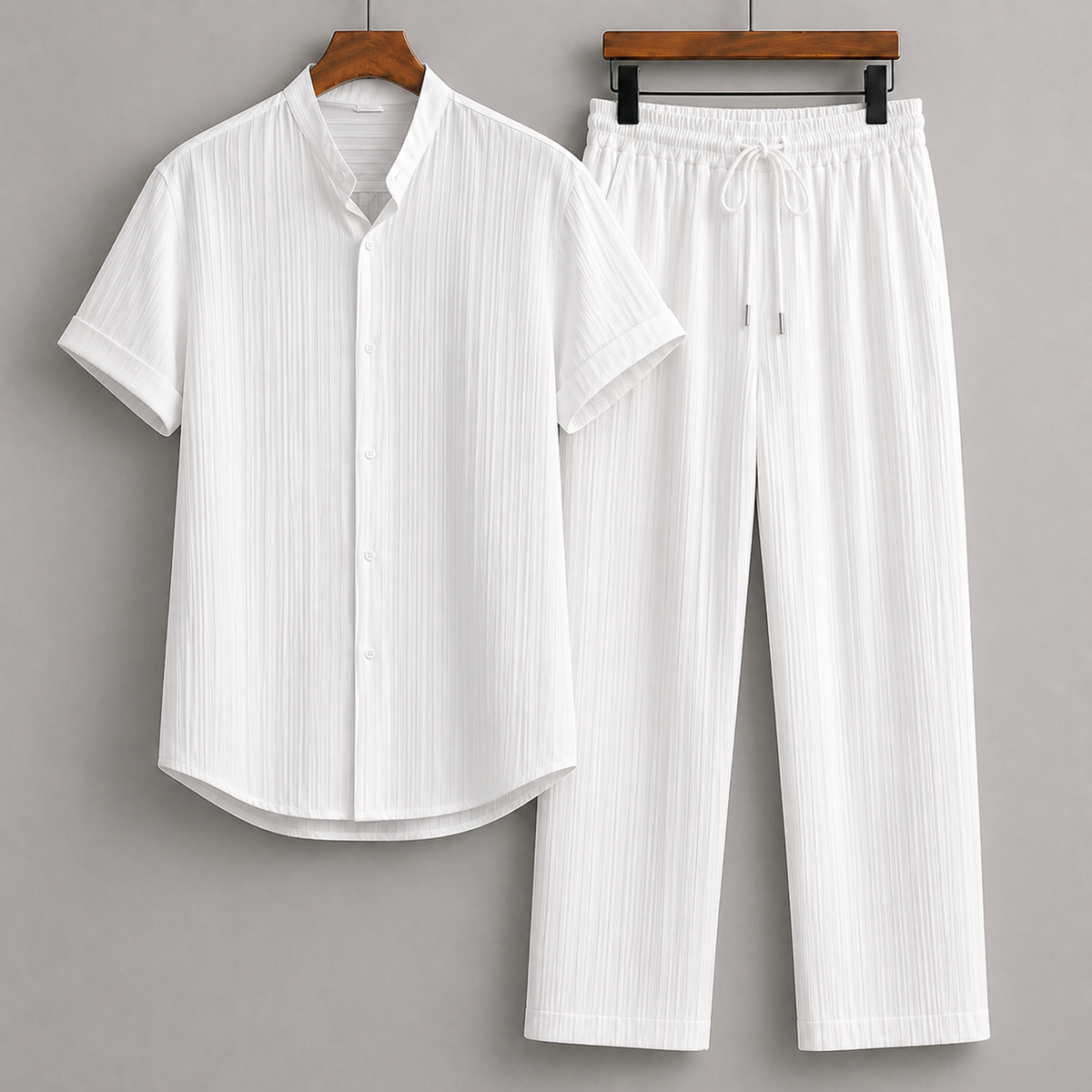 Men's Linen Shirt and Drawstring Pants Set