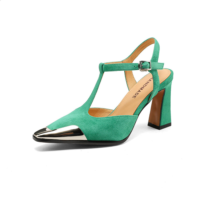 Genuine Suede Block Heels