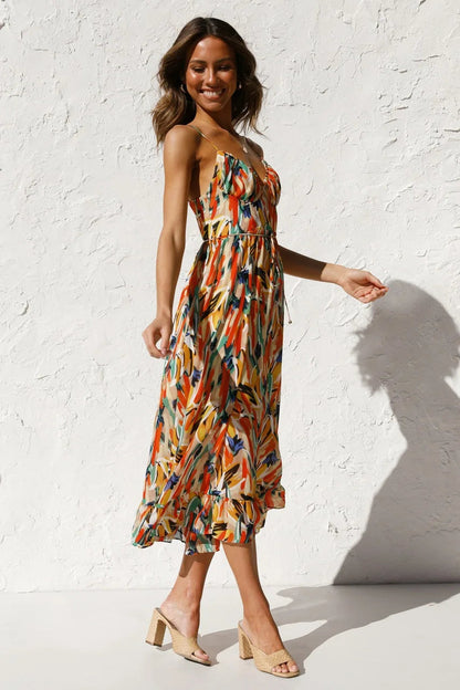 Floral Spaghetti Strap Midi Dress