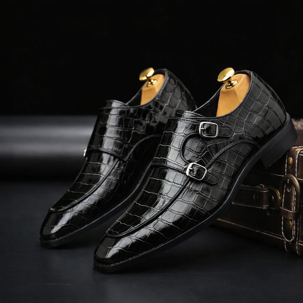 Calvino Leather Monk Strap Orthopedic Dress Shoes