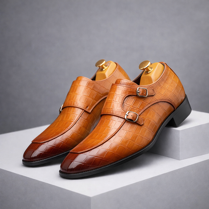 Calvino Leather Monk Strap Orthopedic Dress Shoes