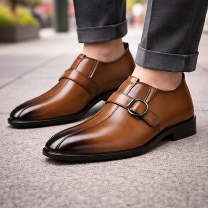 Calvino Double Monk Strap Leather Orthopedic Shoes