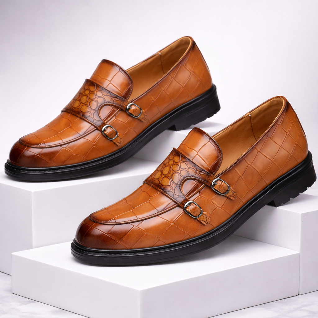 Ravello Orthopedic Leather Double Monk Strap Shoes