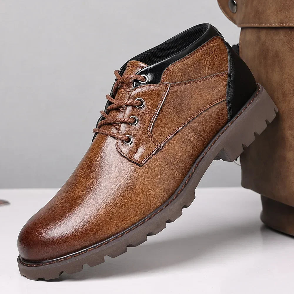 Ravello Leather Lace-Up Ankle Boots