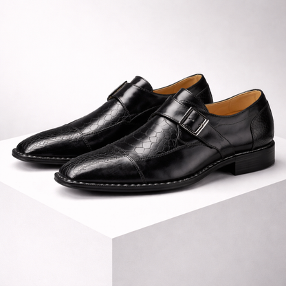 Men's Orthopedic Double Monk Strap Leather Shoes