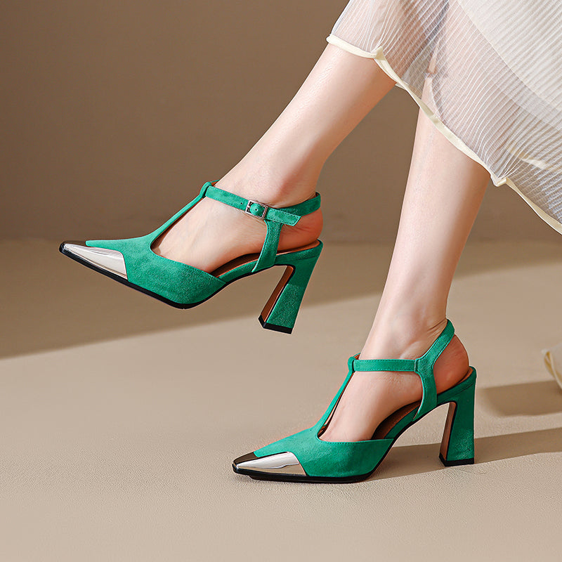 Genuine Suede Block Heels