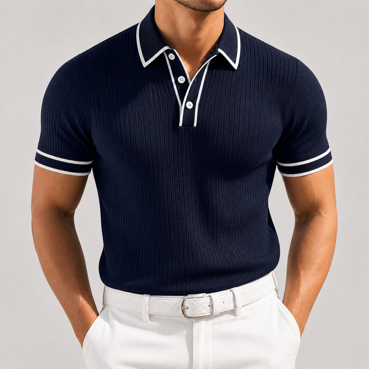 Men's Knit Button-Up Shirt