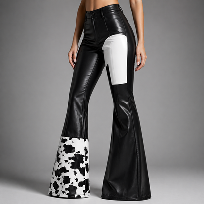 High-Waisted Leather Flare Pants