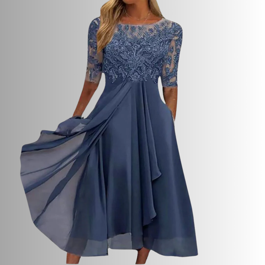 Lace Chiffon Maxi Dress
