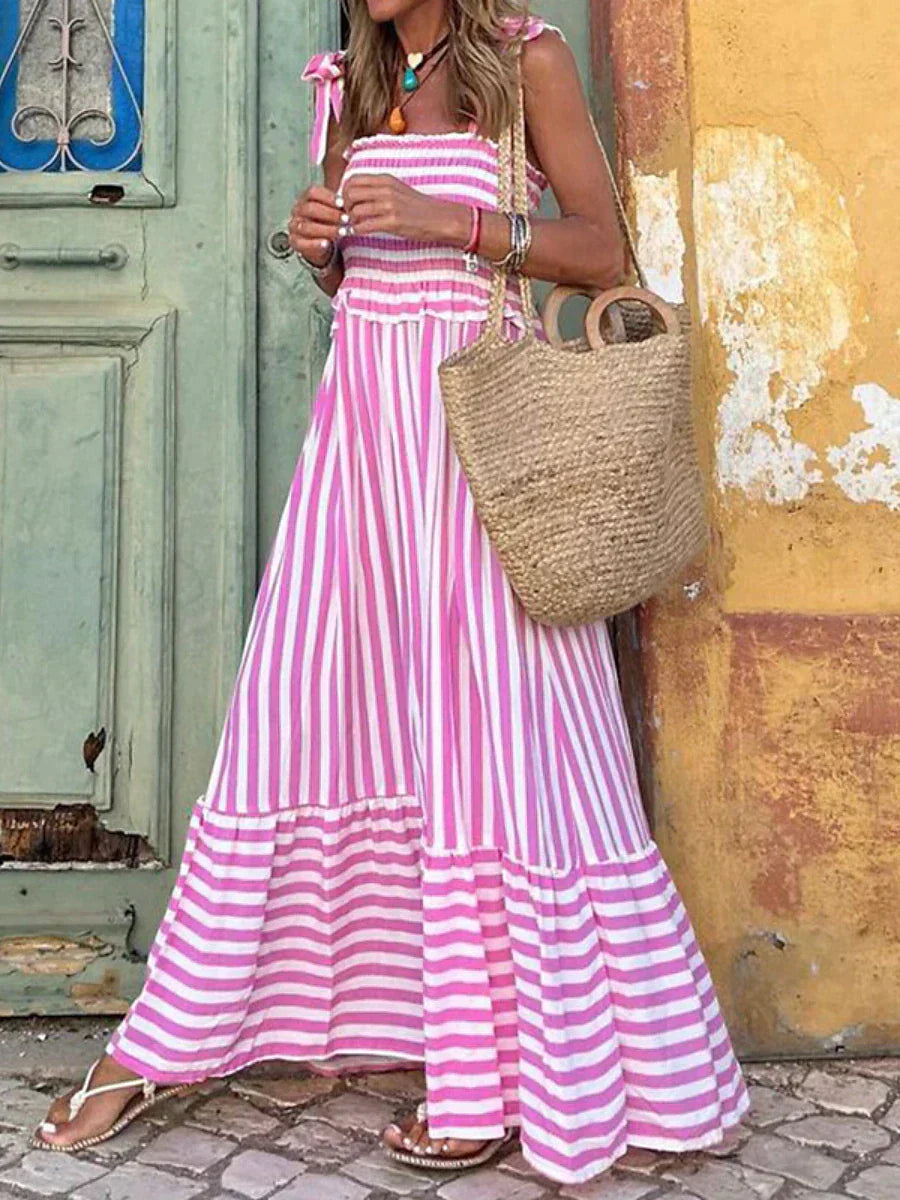Striped Strapless Maxi Dress