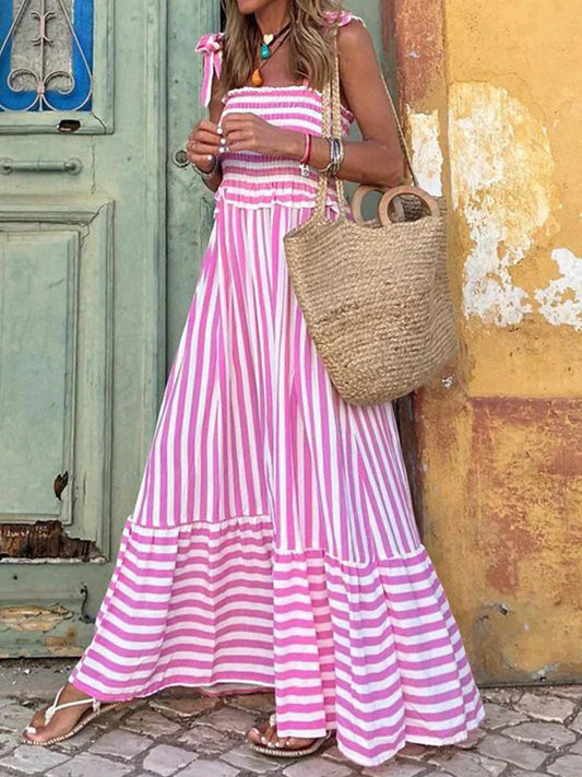 Striped Strapless Maxi Dress