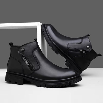 Draven Leather Side-Zip Boots