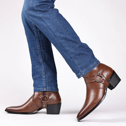 Men's Leather Harness Boots