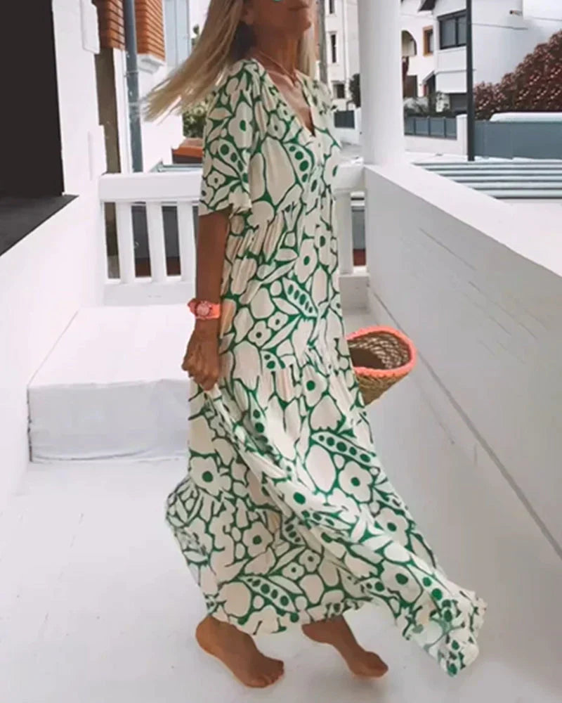 V-Neck Flowy Maxi Dress