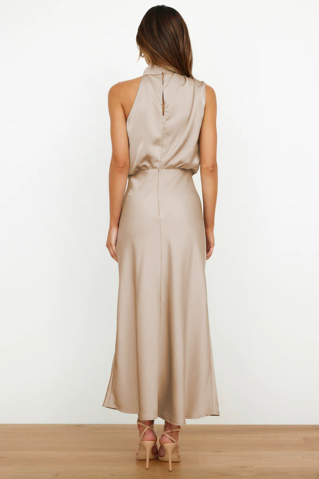 Satin Halter Midi Dress