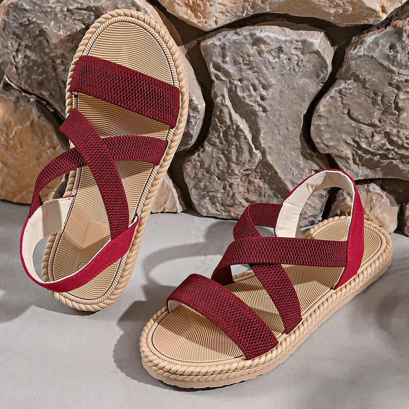 Celina Woven Buckle Flat Sandals