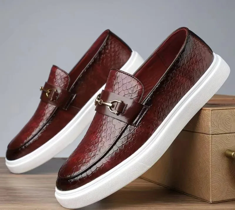 Montaro Croc-Embossed Leather Horsebit Loafers