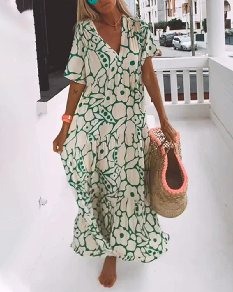 V-Neck Flowy Maxi Dress