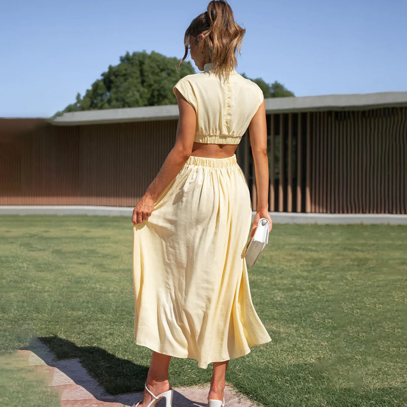Delphine Mock Neck Midi Dress