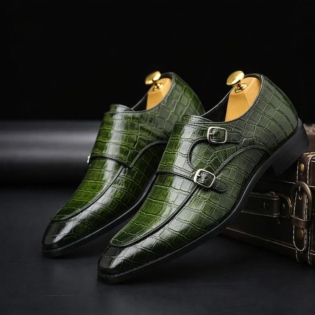 Calvino Leather Monk Strap Orthopedic Dress Shoes