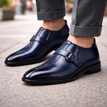 Men's Orthopedic Double Monk Strap Leather Shoes