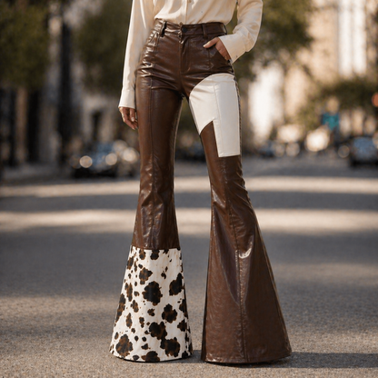 High-Waisted Leather Flare Pants