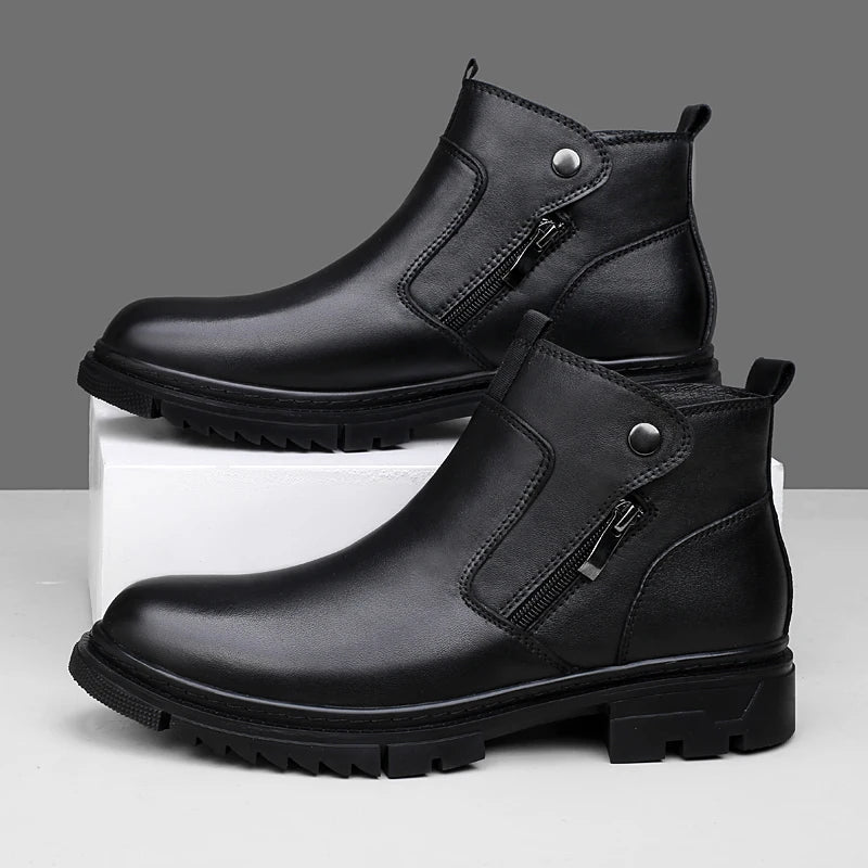 Draven Leather Side-Zip Boots