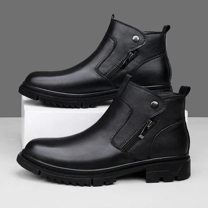 Draven Leather Side-Zip Boots