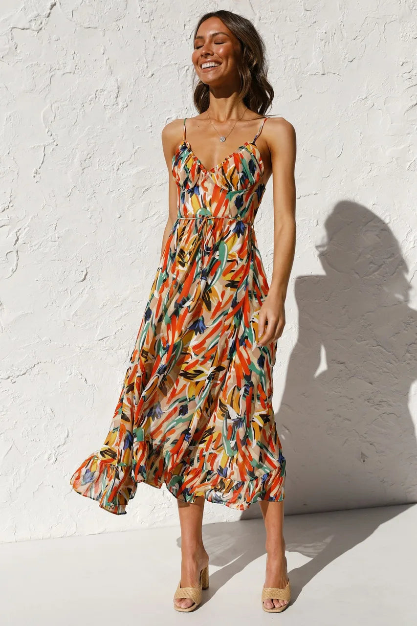 Floral Spaghetti Strap Midi Dress