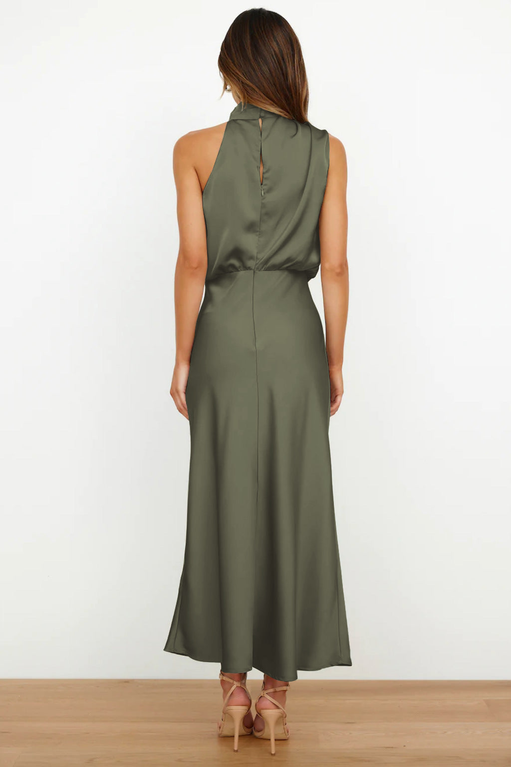 Satin Halter Midi Dress