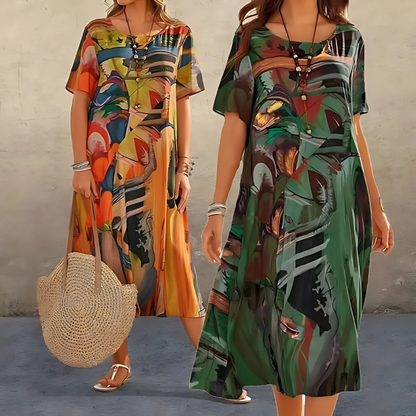 Aveline Abstract Print Midi Dress