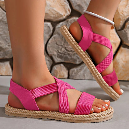 Celina Woven Buckle Flat Sandals