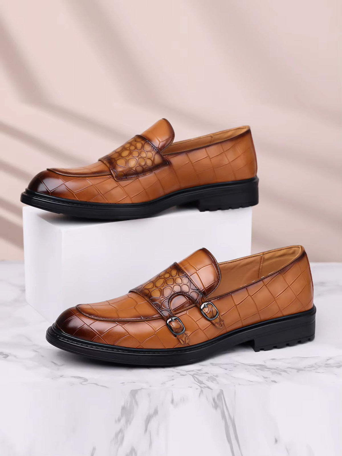 Ravello Orthopedic Leather Double Monk Strap Shoes
