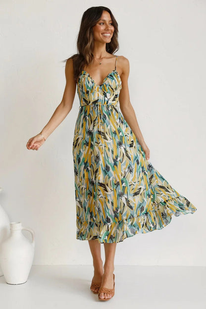 Floral Spaghetti Strap Midi Dress
