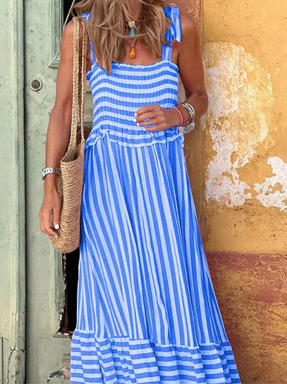 Striped Strapless Maxi Dress