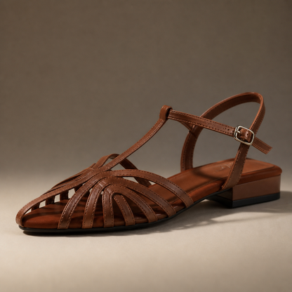Leather Woven Strap Orthopedic Sandals