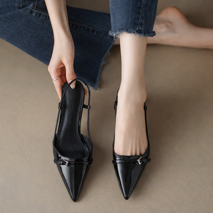 Sylvana Patent Leather Pointed-Toe Slingback Heels