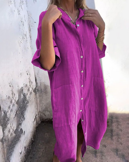 Relaxed-Fit Boho Shirt Dress