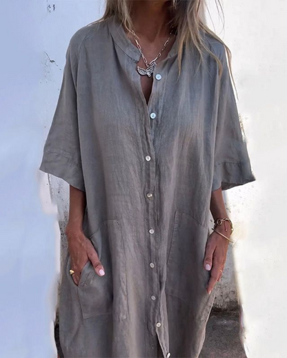 Relaxed-Fit Boho Shirt Dress