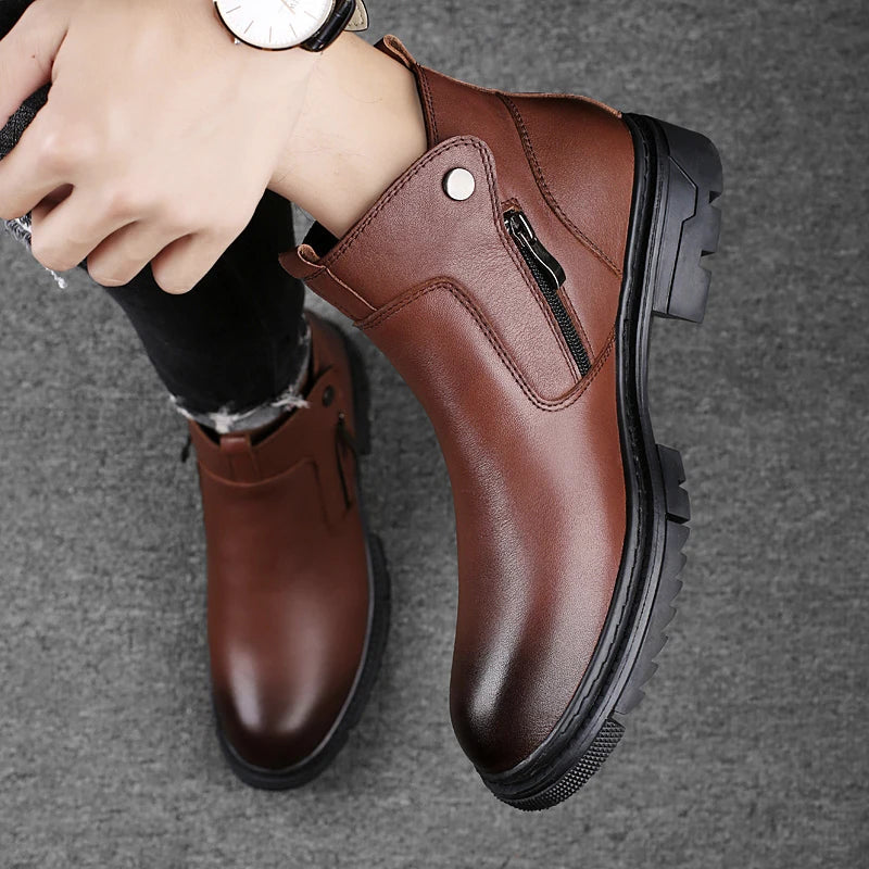 Draven Leather Side-Zip Boots