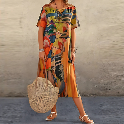 Aveline Abstract Print Midi Dress