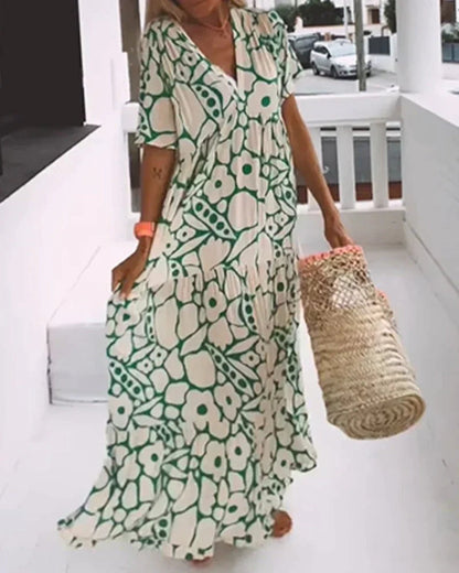 V-Neck Flowy Maxi Dress
