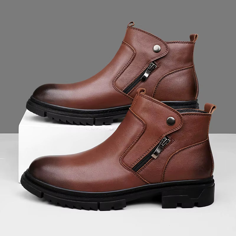 Draven Leather Side-Zip Boots