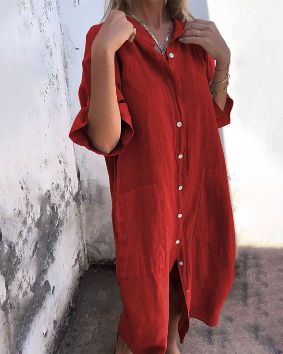 Relaxed-Fit Boho Shirt Dress