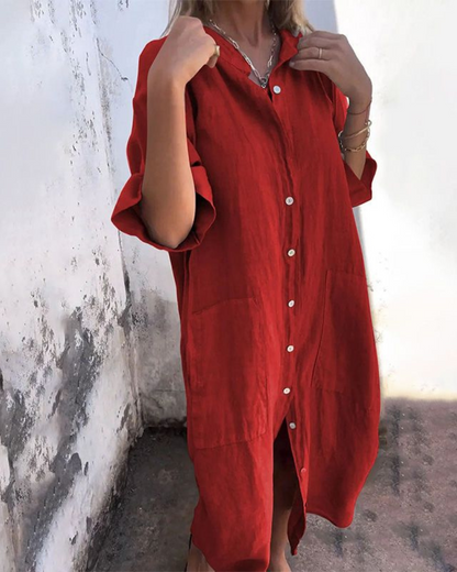 Relaxed-Fit Boho Shirt Dress