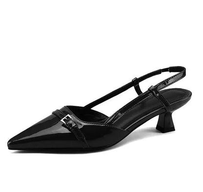 Patent Leather Pointed-Toe Slingback Heels