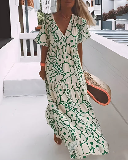V-Neck Flowy Maxi Dress
